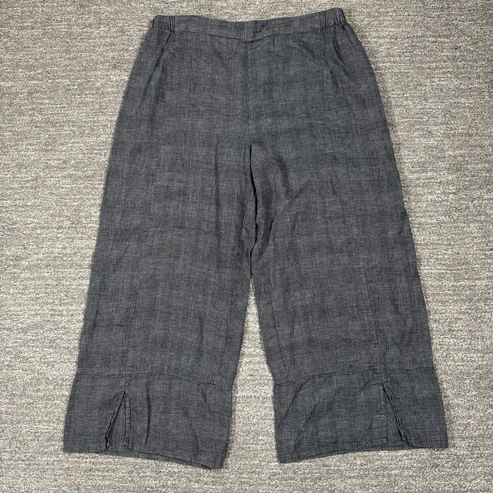 Habitat Clothes To Live In Pants Womens Large Grey Linen Cotton Cropped Pull On